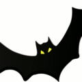 bat with yellow eyes silhouette free clipart