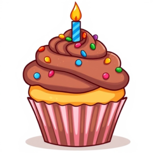 birthday cupcake chocolate one candle free clipart image