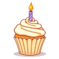 birthday cupcake vanilla one candle free clipart image