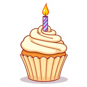 birthday cupcake vanilla one candle free clipart image