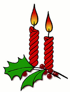 christmas candle w holly free clipart