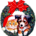 christmas cat dog wreath free clipart