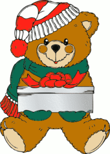christmas christmas bear wih present free clipart
