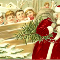 christmas kids watching santa free clipart