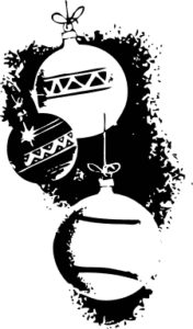 christmas ornaments bw free clipart