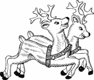 christmas reindeer pair bw free clipart