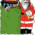 christmas santa and his bag free clipart