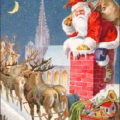 christmas santa enter chimney free clipart