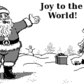 christmas santa joy to the world bw free clipart