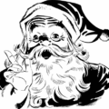 christmas santa large bw free clipart