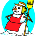 christmas snowmen with broom free clipart