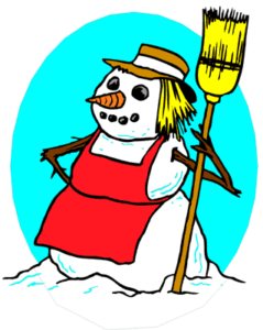 christmas snowmen with broom free clipart
