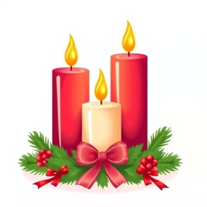 christmas three candles red bow free clipart image