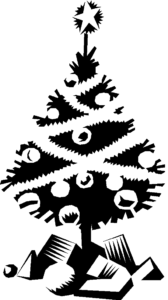 christmas tree black white free clipart