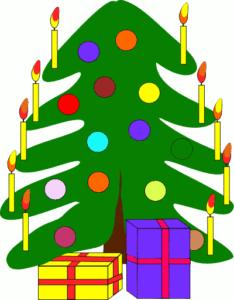 christmas tree w packages candles free clipart