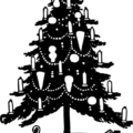 christmas tree with gifts bw free clipart