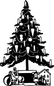 christmas tree with gifts bw free clipart