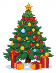 christmas tree with ornaments gifts free clipart image