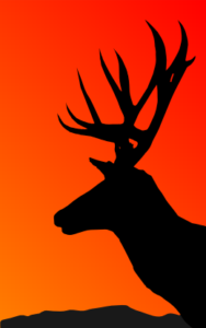 deer silhouette red bg free clipart