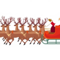 santa sleigh reindeer free clipart image