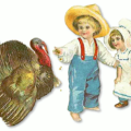 thanksgiving kids with turkey free clipart