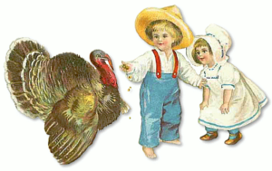 thanksgiving kids with turkey free clipart