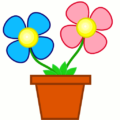 bright flowers in planter free clipart