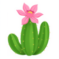 cactus with pink flower free clipart image