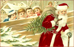 christmas kids watching santa claus free clipart