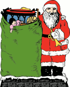 christmas santa claus and his bag free clipart