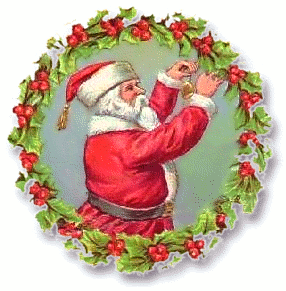 christmas santa claus in a wreath free clipart