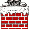 christmas santa claus in chimney free clipart