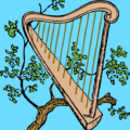 harp in a tree color free clipart