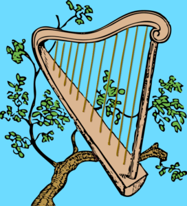 harp in a tree color free clipart