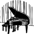 piano in front of curtain free clipart