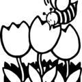 bee on tulips free clipart