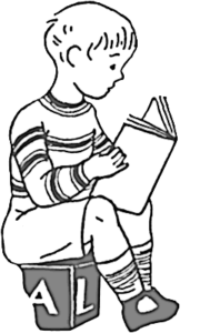 boy reading on block free clipart