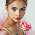 girl photo portrait rose free clipart image