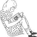 girl reading in dress free clipart