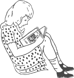 girl reading in dress free clipart