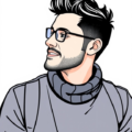 men gray turtleneck sweater hairstyle glasses free clipart image