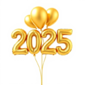 new year 2025 gold balloons free clipart image