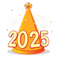 new year 2025 party hat gold free clipart image