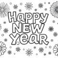 new year coloring free clipart image