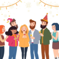 new year friends celebration free clipart image