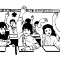 students raising hands free clipart