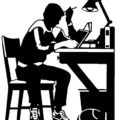 studying student bw free clipart