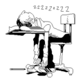 up late student bw free clipart