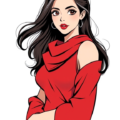 woman brunette red dress big eyes free clipart image