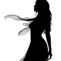 woman wind blown dress silhouette free clipart image